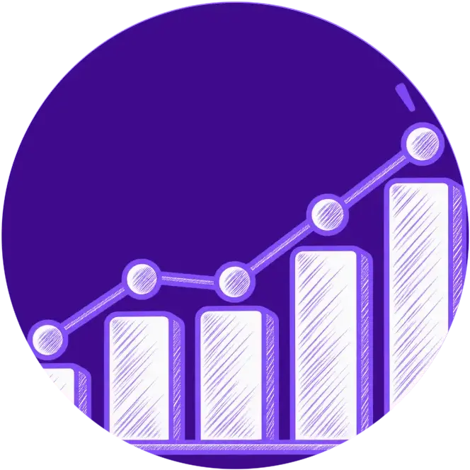 A rising bar and line chart