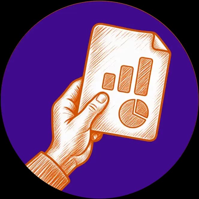 A hand holding a sales report